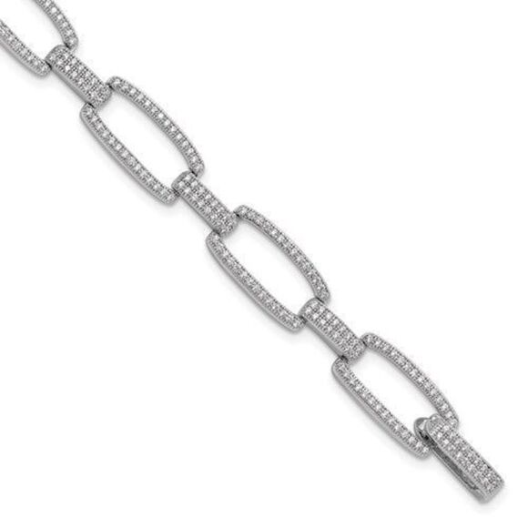 Brilliant Embers Sterling Silver Rhodium-plated 354 Stone 7.25 inch with Box Cat - Picture 1 of 5